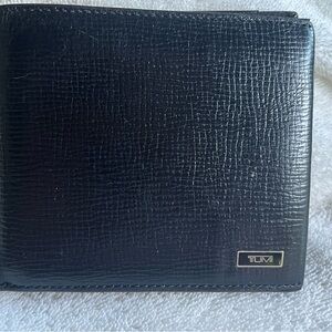 Tumi Black Leather Accessory with Logo